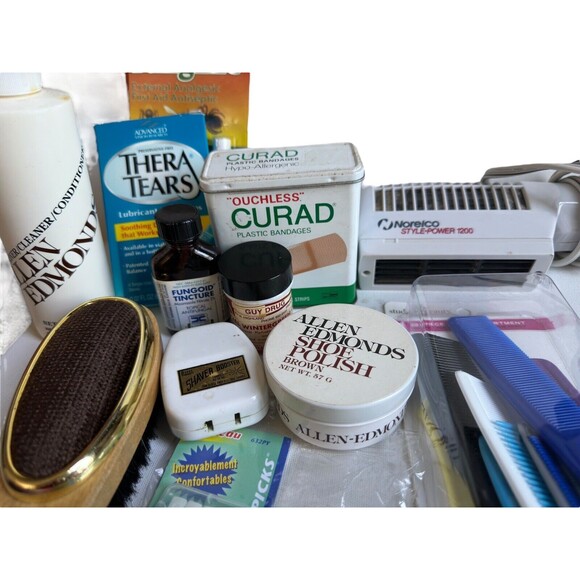 Contents Of Vintage Bathroom Medicine Cabinet Bottles Tins Etc. Staging Props - Picture 7 of 9